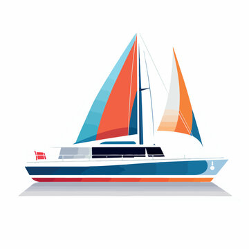 recommend clip art: Catamaran in cartoon, doodle style. Image for t shirt. Isolated 2d vector illustration in logo, icon, sketch style, Eps 10. AI Generative
