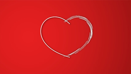 white line heart shape valentines day festival. on the red background.