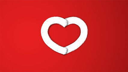 white line heart shape valentines day festival. on the red background.