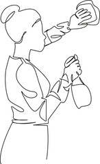woman cleaning