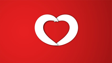 white line heart shape valentines day festival. on the red background.