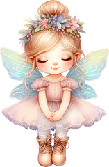 Fairy and Flowers watercolor illustration for girls. Cute little fairies watercolor illustration, graphic, children artworks, posters, greeting cards prints.