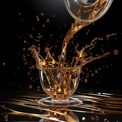 Elegant flute filled with bubbly champagne, isolated against a sleek black backdrop