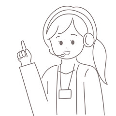Webオペレーターの女性が指をさしているイラスト