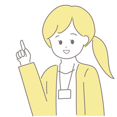 Webオペレーターの女性が指をさしているイラスト