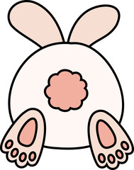 Bunny butt in cartoon style。Rabbit Tail SVG。