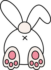 Bunny butt in cartoon style。Rabbit Tail SVG。