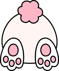 Bunny butt in cartoon style。Rabbit Tail SVG。