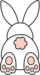 Fototapeta premium Bunny butt in cartoon style。Rabbit Tail SVG。