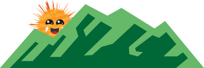 Illustration of Mountain with Sun