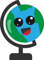 Happy Earth Character Cartoon