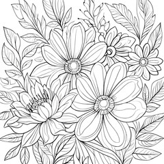 Fototapeta premium Luxury floral coloring book pages line art sketch