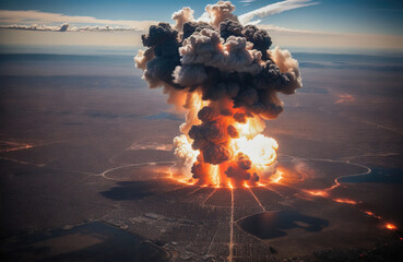 Wybuch bomby atomowej, siła zniszczeń. - obrazy, fototapety, plakaty