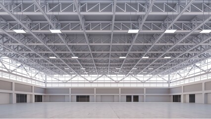 Factory or warehouse or industrial building. Modern interior design .empty space for industry background. 3d render.