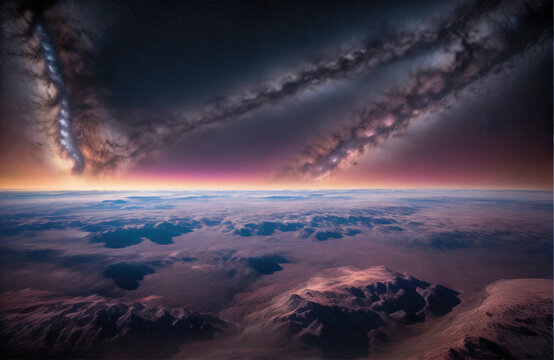 Tło kosmiczne, galaktyki i inne planety we wrzechświecie.