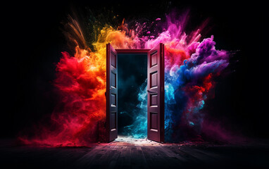 Enchanting Doorway: High Detail with Colorful Fume