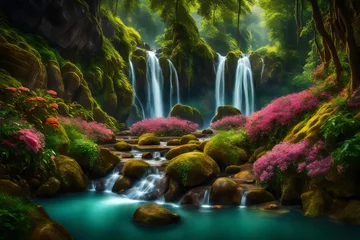 Zelfklevend Fotobehang waterfall in the park © qaiser