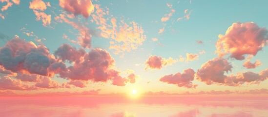 Obraz na płótnie Canvas A Wonderful Pastel Sky with the Sun Setting in a Wonderful Pastel Setting