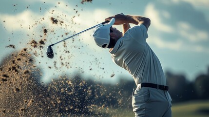 golfer swinging club Generative AI - obrazy, fototapety, plakaty
