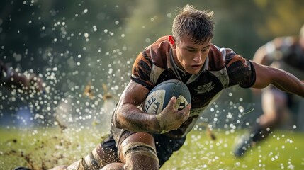 Rugby player in action - sports and fitness Generative AI