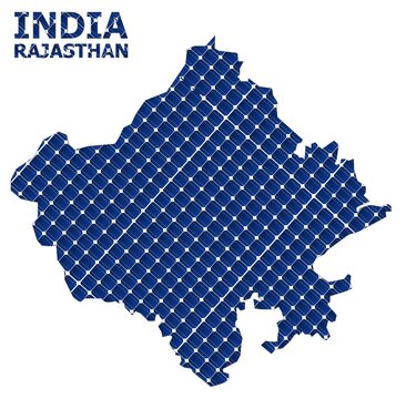 Rajasthan map in a solar cells, Solar Map for Rajasthan