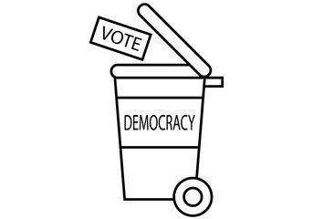 Icono negro de manipulación de resultados de votación para elecciones políticas. 