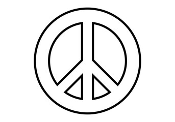 Icono negro de pacifismo en fondo blanco.