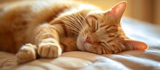 Adorable Orange Tabby Kitty Cat Sleeping Soundly - Cute, Orange, Tabby, Kitty, Cat, Sleeping