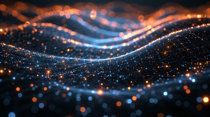 Glowing data streams crisscross in a dark void, symbolizing the interconnectedness of the digital world