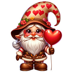 Obraz premium Valentine's Day Gnome with Heart Decorations