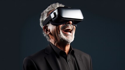 Elderly Man Exploring Virtual World Generative AI
