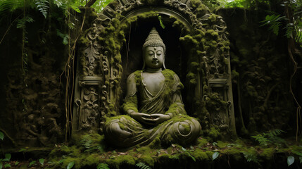 Buddha Statue in the Heart of the Forest