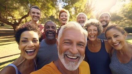 Obraz premium Senior Fitness Group Photo for Health and Wellness Generative AI
