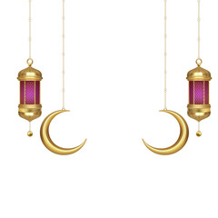 Ramadan islamic lantern (fanous) transparent png or isolated on white background. Arabic decoration lamp png or Arabic decoration lamp border or poster design element.