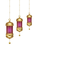 Ramadan islamic lantern (fanous) transparent png or isolated on white background. Arabic decoration lamp png or Arabic decoration lamp border or poster design element.