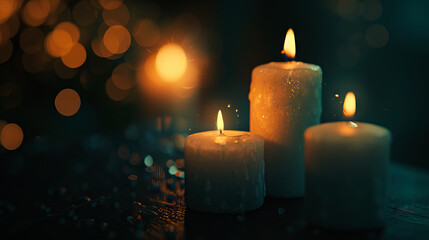 Burning candle as symbol for condolence - AI Generated