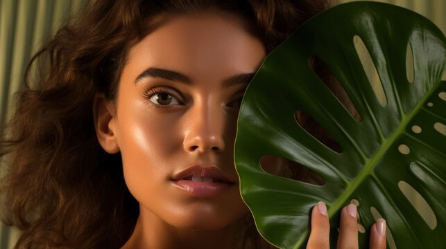 Young Woman with Montera Leaf Generative AI