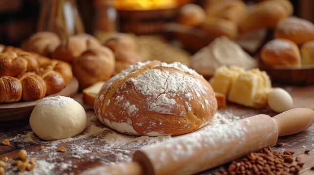 Baker at Work in a Fresh Bakery Generative AI