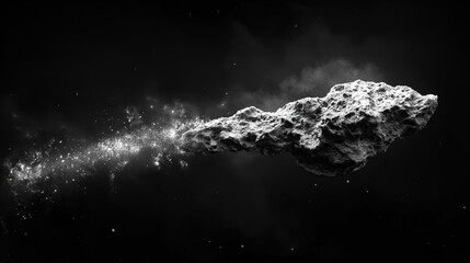 Large flying comet isolated - obrazy, fototapety, plakaty