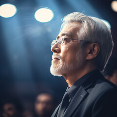 senior businessman sitting in the seminar