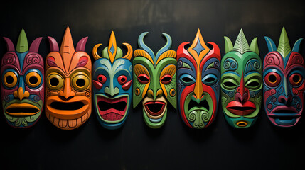 A Parade of Masks with Various Expressions