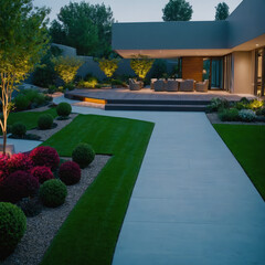 Inspiration for modern and futuristic urban neighbourhoods, Modern Urban House, wide shots of home gardens, lawns, yards, decks, spaces for outdoor entertaining, landscaping design, modern architect