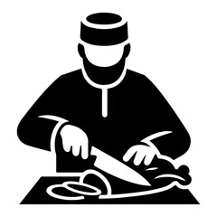 Butcher meat cutting silhouette vector icon, clipart, symbol, black color