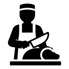 Butcher meat cutting silhouette vector icon, clipart, symbol, black color