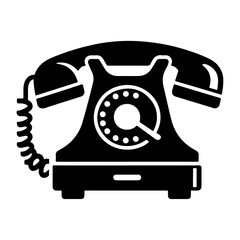 old telephone icon vector silhouette, clipart, symbol, black color silhouette