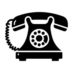 old telephone icon vector silhouette, clipart, symbol, black color silhouette - obrazy, fototapety, plakaty