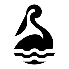Pelican vector icon, flat symbol, black color silhouette, white background