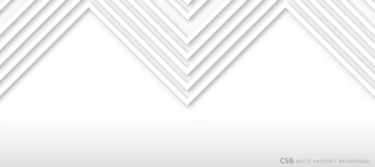 Poster 白色の幾何学模様と影の抽象的な背景。ラインパターン。 © Nandina  Design