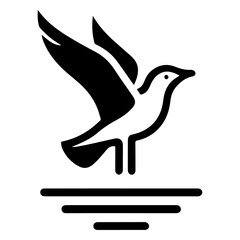 minimal Seagull vector icon, flat symbol, black color silhouette