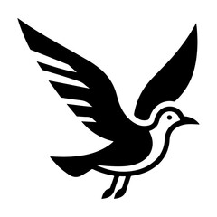 minimal Seagull vector icon, flat symbol, black color silhouette